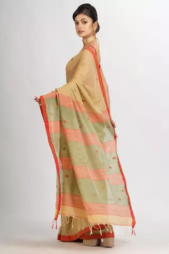 Ethnic motif woven design pure cotton jamdani saree