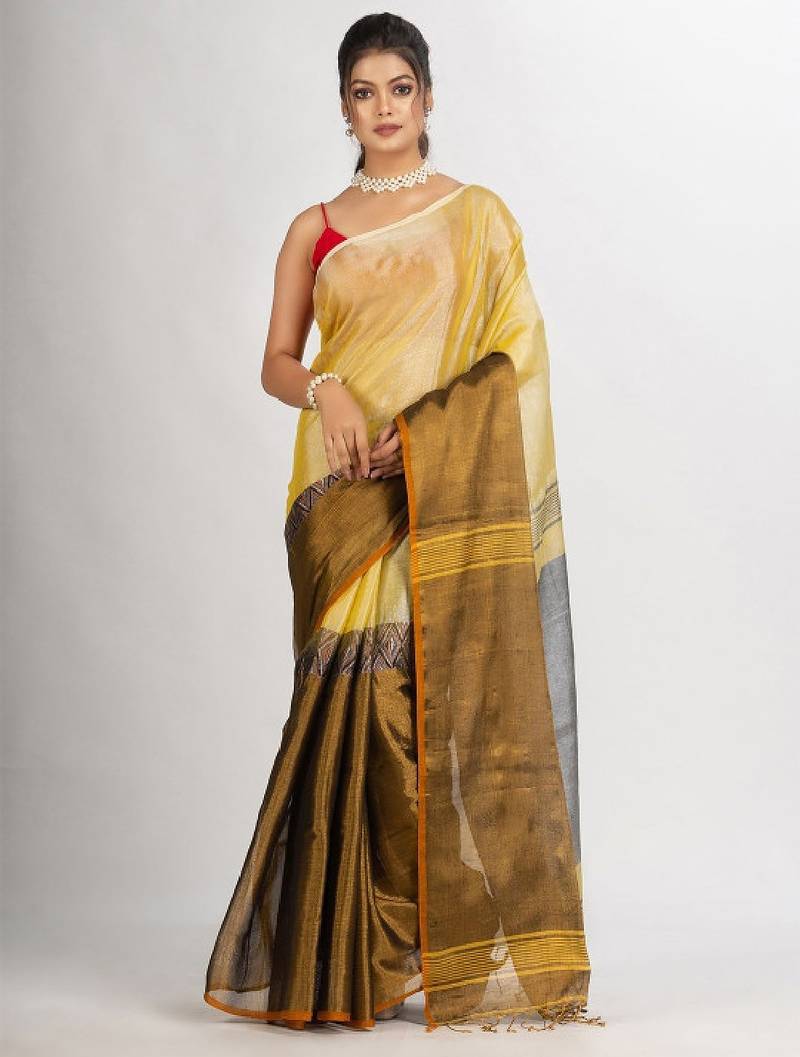 Geometric woven design saree