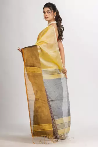 Geometric woven design saree