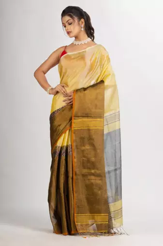 Geometric woven design saree