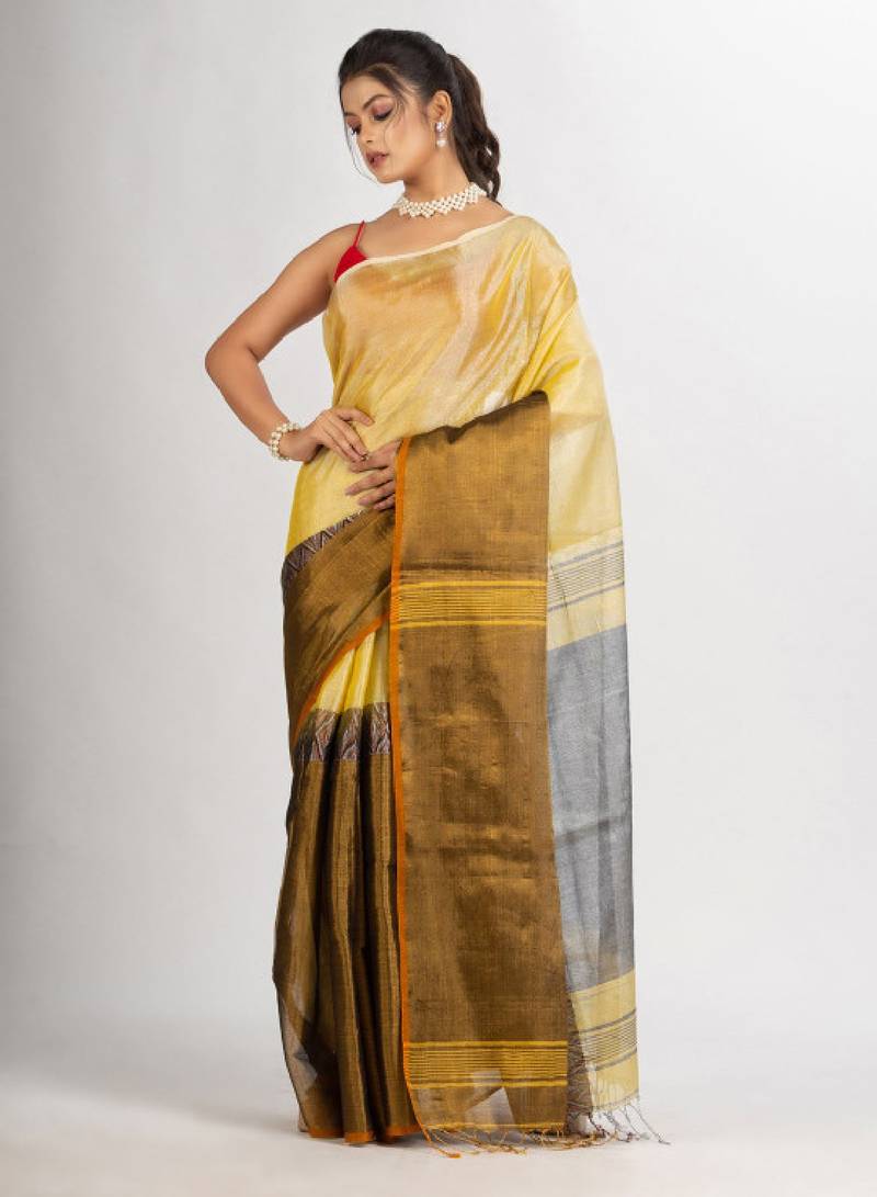 Geometric woven design saree