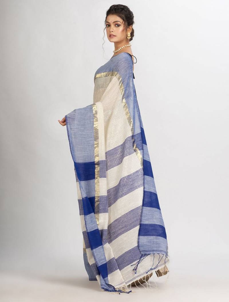 Striped zari pure cotton saree
