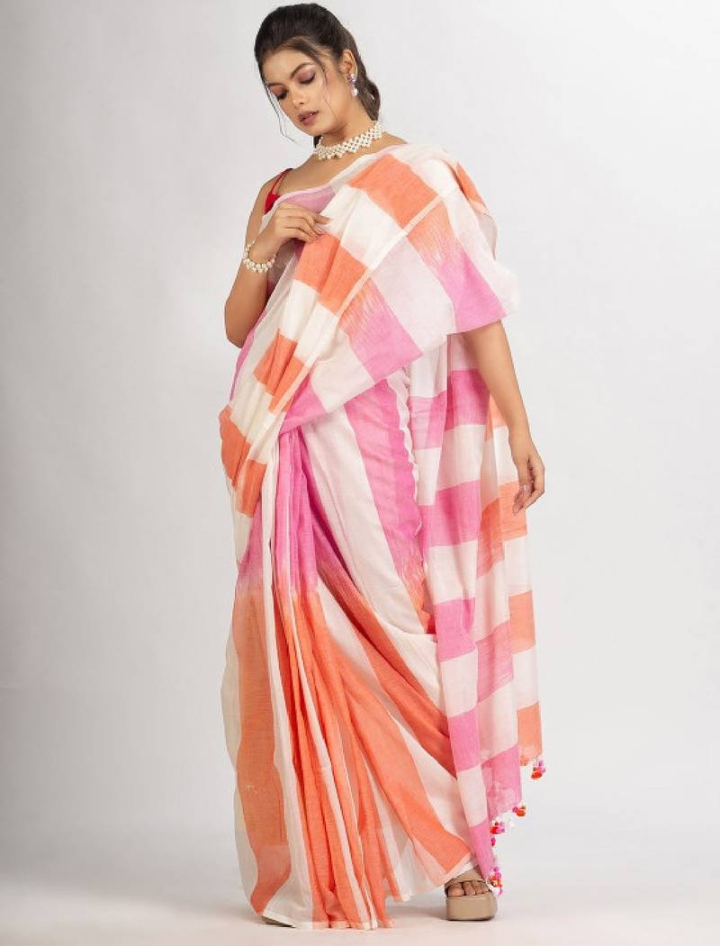Striped pure cotton saree