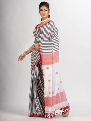 Striped pure cotton jamdani saree 2