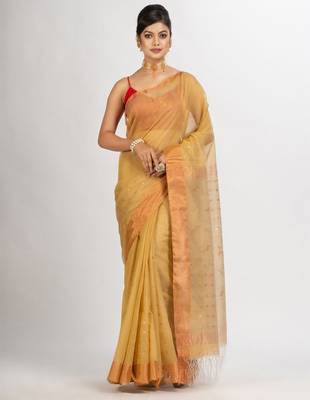 Ethnic motif woven design zari silk cotton jamdani saree 1