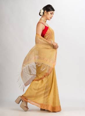 Ethnic motif woven design zari silk cotton jamdani saree 2