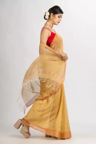Ethnic motif woven design zari silk cotton jamdani saree