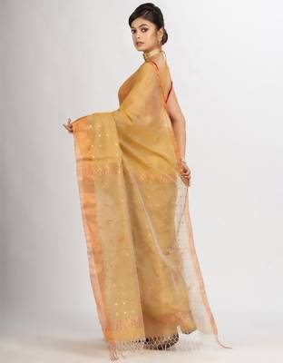 Ethnic motif woven design zari silk cotton jamdani saree 3