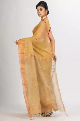 Ethnic motif woven design zari silk cotton jamdani saree