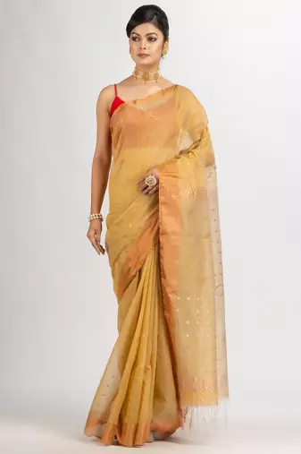 Ethnic motif woven design zari silk cotton jamdani saree
