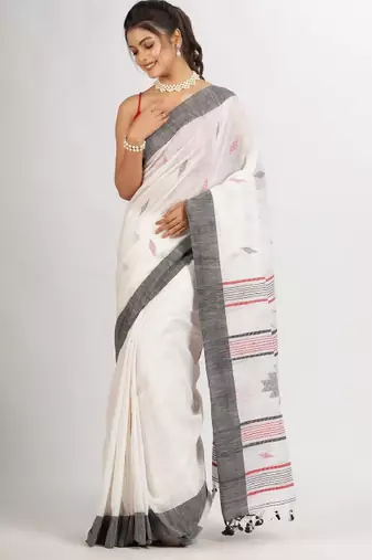 Ethnic motif woven design pure cotton jamdani saree