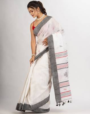 Ethnic motif woven design pure cotton jamdani saree 2