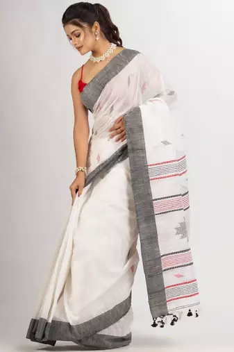 Ethnic motif woven design pure cotton jamdani saree