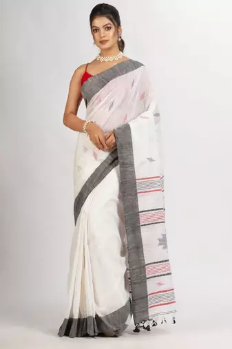 Ethnic motif woven design pure cotton jamdani saree