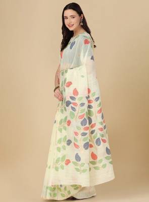 Floral motif woven design cotton saree 2
