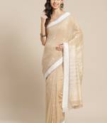 Handloom beige & off white woven design pure cotton handloom saree