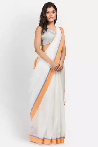 Off white & grey silk cotton saree