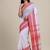 White & red solid saree