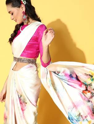 Tie and dye satin saree 1