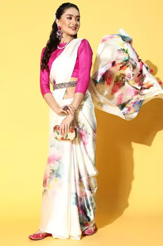 Tie and dye satin saree
