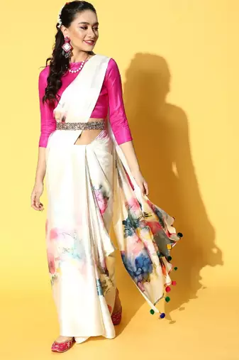 Tie and dye satin saree