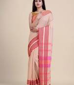 Beige & peach-coloured saree