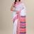 White & pink woven design saree