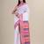 White & pink woven design saree