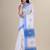 White & blue silk cotton tant jamdani saree