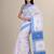 White & blue silk cotton tant jamdani saree