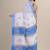 White & blue silk cotton tant jamdani saree