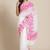 White & pink pure cotton solid saree