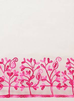 White & pink pure cotton solid saree 3