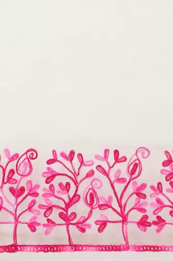 White & pink pure cotton solid saree