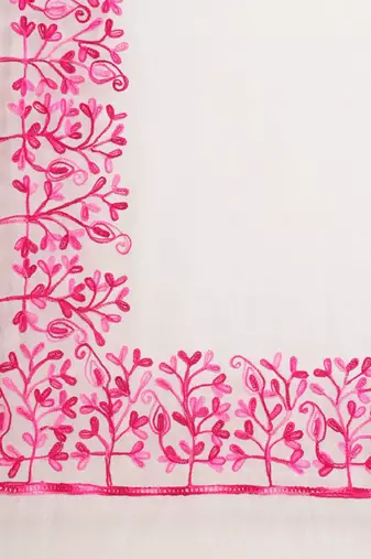 White & pink pure cotton solid saree