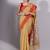 Beige & green woven design tissue saree