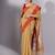 Beige & green woven design tissue saree