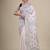 Off white & green woven design silk cotton jamdani saree