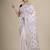 Off white & green woven design silk cotton jamdani saree