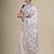 Off white & green woven design silk cotton jamdani saree