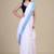 Women white & blue woven design zari jute silk jamdani saree