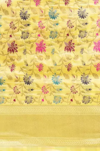 beige and pink floral zari silk blend celebrity banarasi saree