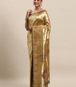 Golden & green woven design paithani saree