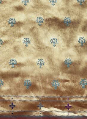 Golden & green woven design paithani saree 4