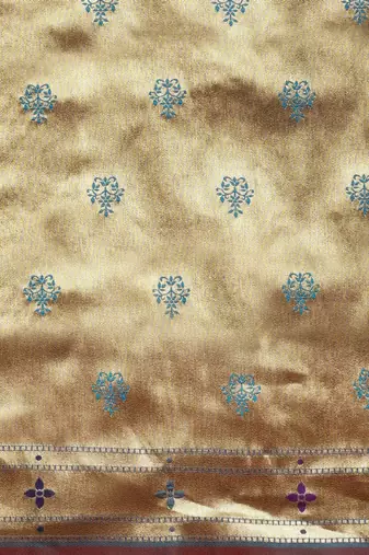 Golden & green woven design paithani saree