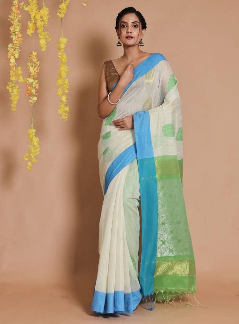 woven design zari tissue saree