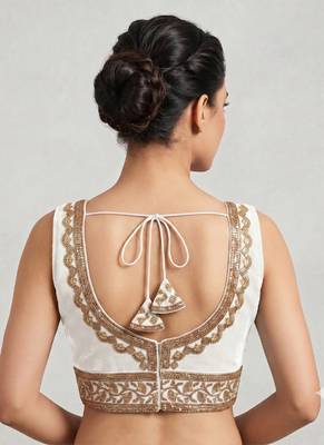 White roman silk with coading sequence & beads work readymade blouse 2