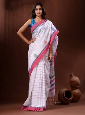 Checked pure cotton saree 1
