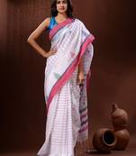 Checked pure cotton saree