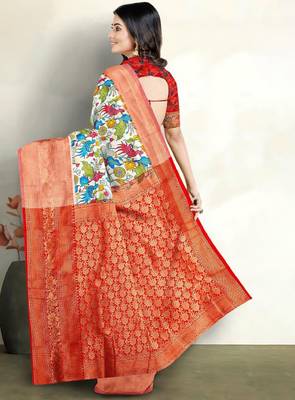 Floral printed zari banarasi saree 2